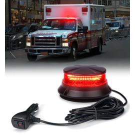 Xprite LED Rotating Beacon Light, 4.5Inch Super Bright Forklift Strobe Lights w/Magnetic Base for 12-24V Construction Truck Patrol Car Tractor Golf Carts-Red