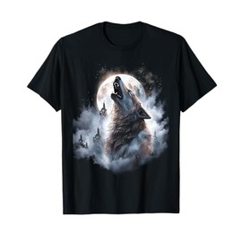 Wolves howling at moon wolf wild animal T-Shirt