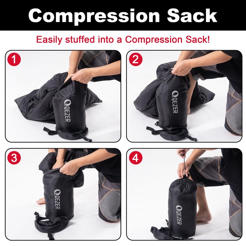 QEZER Ultralight Down Sleeping Bag for Adults with 600 Fill