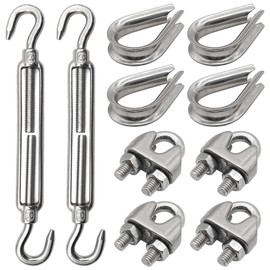 KtbeYTi Pack of 10 Stainless Steel Turnbuckles M8 Wire Tensioner Set with Wire Rope Clamp Adjustable Turnbuckle for Tensioned Rope to Sharpen