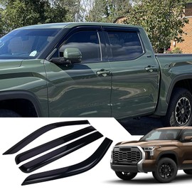 Xomzema Window Visors Rain Guards Shield, Auto Window Vent Visors Shades Wind Deflectors for Toyota Tundra CrewMax 2022 2023