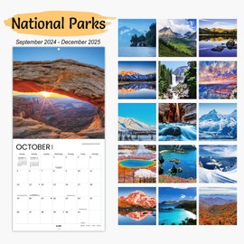 SUNEE Calendar 2024-2025 for Wall, 2025 Large Wall calendar 12x12 Inches with 16 Months from Now to December 2025, Thick Glossy Paper, 12" x 24" (Open), National Parks