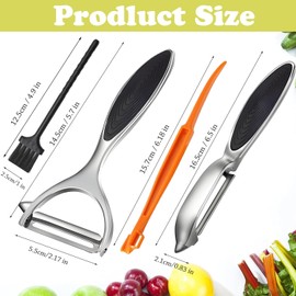 Denipry Vegetable Peeler for Kitchen, Fruit Potato Carrot Apple Peeler,Y and I Shaped Ultra Sharp Stainless Steel Blades with Non-Slip Ergonomic Handles 4Pcs
