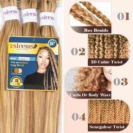 Esteems Hair Care- Hypoallergenic Pre-Stretched Braiding Hair - Long 3 Colour Blended, Synthetic fibre(P27/30/613) 26"-(Ash-Blonde-Partial Blend) 270g