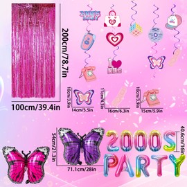 JeVenis Rainbow Y2k Party Decorations Early 2000s Party Supplies for Teen 2000s Decorations Y2k 2000s Birthday Balloons