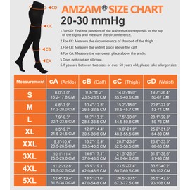 AMZAM® Compression Pantyhose for Women & Men, Closed Toe, Opaque, Firm Support 20-30mmHg Graduated Compression Stockings, Help Relieve Swelling Edema Varicose Veins, Nursing, Black XL