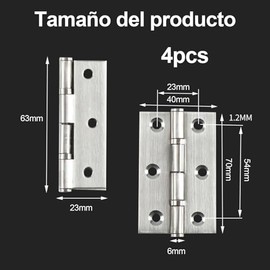 Bisagras para Puerta de Acero Inoxidable, 4 piezas Bisagras de puerta de hardware para puertas de armario (3 pulgadas)