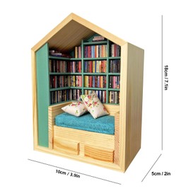 Anxiety Bookshelf, Shake Away Your Anxiety Mini Bookshelf Ornament Miniature Library Decor for Rooms Studies Desks Living Rooms