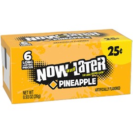 Now & Later Original Taffy Chews Candy, Pineapple, Pack of 24