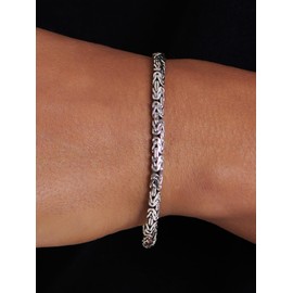 DEVATA Bali Sterling Silver 925 with Byzantine 5mm Oval Chain Bracelet BYK5735A (SIZE S/7.0")