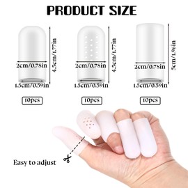 FdcLixuvol Gel Finger Protectors, 30 PCS Finger Cots Soft Gel Silicone Fingers Support Thumb Protector Breathable Fingers Sleeves for Cracked, Arthritis, Eczema, Nail Tips Guards