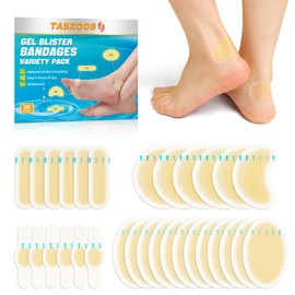 Gel Blister Bandages Hydrocolloid Bandages - Taszoos 30ct Waterproof Adhesive Blister Cushions - Blister Bandages for Heel, Toe & Foot - Blister Pads for Prevention & Recovery (Variety Pack)