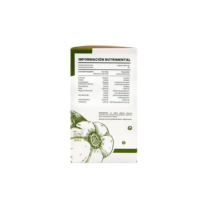 Inmune ADZ con Ajo Vitamina D3 y Zinc 30 capsulas