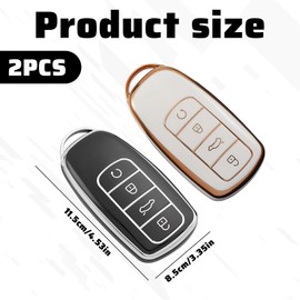 2 Pcs Car Key Fob Cover - 360° Protective TPU car key cover,Compatible with Chery Tiggo 8/7/Pro, Omoda 5, Jaecoo 7, Etc(4 Buttons, Universal Fit)