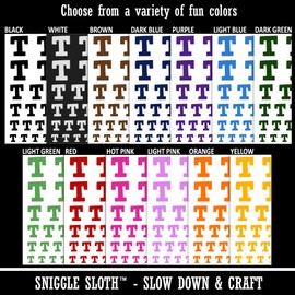 Letter T Uppercase Fun Bold Font Temporary Tattoo Water Resistant Fake Body Art Set Collection - Light Pink (One Sheet)