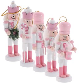 Homoyoyo 5. 11 Inch Christmas Nutcracker Ornaments, 5 Mini Christmas Nutcracker Ornaments Made of Wood for Hanging Christmas Nutcracker Figure Hanging Nutcracker Soldier Christmas Tree