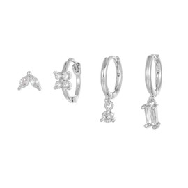 ALRNBY Hoop Earrings Set for Women Dainty Huggie Earrings Stud Cartilage Earrings for Women Silver Cute Cubic Zirconia Sparkly Earrings Dangle Multiple Piercing Small Hoop Earrings Jewelry Gift (Silver)
