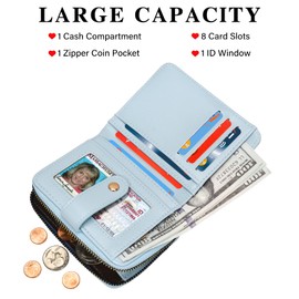 oscaurt Wallet Women Small RFID Blocking Bifold Credit Card Wallets with ID Window and Tassel Zipper Coin Pocket Ladies Wallet