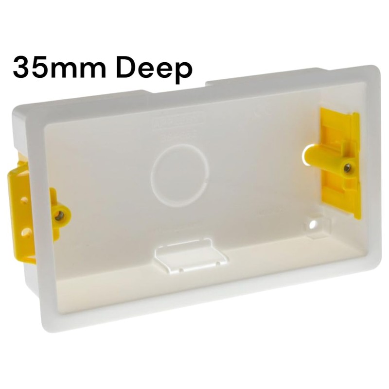ÉABCON 35mm 2 Gang Dry Lining Back Box, Plasterboard Pattress