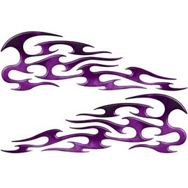 Full Color Reflective Fire Purple Tribal Motorcycle Gas Tank Flame Decals