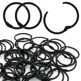 Semrien 50 Pcs 1-1/2 Inch Binder Rings, Loose Leaf Binder Book Rings Black Paper Rings, Metal Index Card Rings Binder Clip Rings for Flash Cards, Key Rings, Index Cards (38mm)