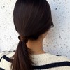 Ponytail synthetic wig elastic hair tie natural brown / 포니테일 인조모 가발 고무줄 머리끈 자연갈색