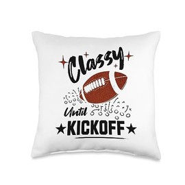 Ladies American Gridiron Football Game Day Sport Classy Until Kickoff Vintage Football Game Day Women Style Throw Pillow, 16x16, Multicolor