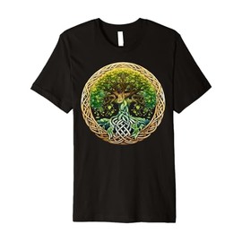Celtic Tree of Life Symbol with Green Knotwork Design Premium T-Shirt