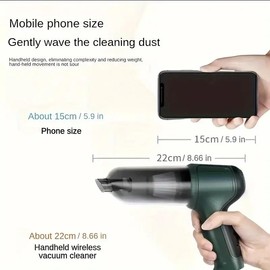 HFLYJPYW Mini Handheld Vacuum Cleaner Cordless - Car Vacuum Portable Rechargeable with High Power Brushless Motor 12000 PA Strong Suction 3 in 1 Mini Hand Vacuum (Army Green)