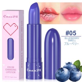 LEEINTO Peach Girl Crystal Color Changing Lipstick Fruit Flavor Lipstick Peach, Strawberry, Pineapple, Watermelon, Cherry, Blueberry, Moisturizing and Lasting Moisture Jelly Lipstick (05# Blueberry)