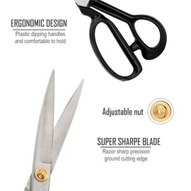 Dressmaking Scissors 24cm - Dressmaking Scissors with Sharp Blades and Soft Grip Handle for Cutting Fabrics, Leather, Material, Clothing, Modification, Dressmaking