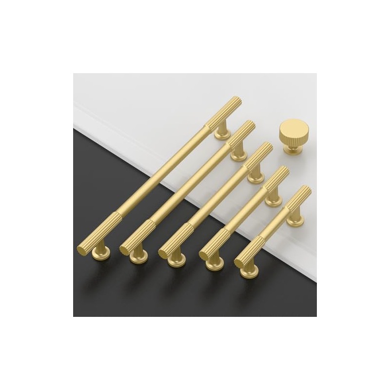 Amerdeco 10 Pack Brushed Gold Cabinet Knobs Single Hole Cabinet