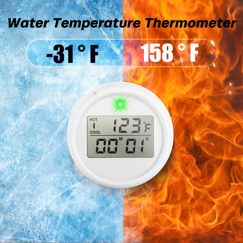 Ice Bath Thermometer Timer- Waterproof Cold Plunge Thermometer, Timer Floating