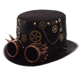 GRACEART Unisex Steampunk Top Hats with Goggles (Various Styles)