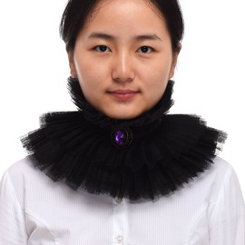 BLESSUME 1pc Lace Renaissance Neck Ruffle Collar (Black 3)