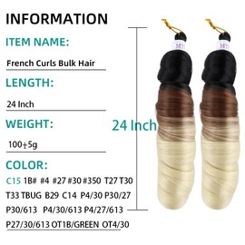 Mtmei hair French Curly Braiding Hair for Box Braids 8 Packs 24 Inch 100G/Pack Loose Wave Braiding Hair Crochet Spanish Curly Spiral Synthetic Hair Extensions for Black Women C15 24 Inch (Pack of 8)