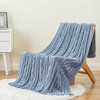 Battilo Bluish Grey Throw Blanket for Couch, Woven Chenille Blue