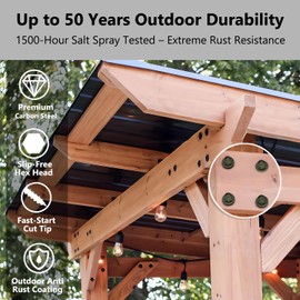 Timber Screws #14 x 8 inch, Heavy Duty Wood Screws with Hex Socket, Green Outdoor Lag Screws for Deck, Fence, Garden Self-Tapping, Rust-Resistant Coated (30PCS)