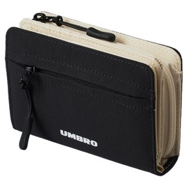 Umbro Bi-Fold Wallet, Men's, Women's, Round Zipper, Nylon, Coin Purse and Card Storage, Mini Wallet, black