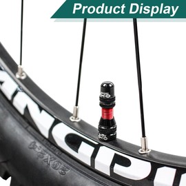 MUQZI Tubeless Schrader Valve Stem Kits - Alloy 40mm Bike No Tubes Valve Schrader Stems Universal for MTB Rim Tubeless Valve with Removal Tool Red (40mm)