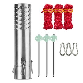 AVOFOREST Spark Arrester, Suitable for Chimney Pipe Diameter 2.4 inches (60 mm), Stainless Steel Guy Rope, Includes Fluorescent Pegs, Chimney Rainproof Cover, For Wood Stoves, Stove Accessories, For
