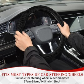 Car Steering Wheel Cover, Ice Silk 3D Massage Mesh Steering Wheel Protector, 14.5-15 Inch Breathable Anti-Slip Wheel Cover Without Inner Ring, Universal Accessories for Most Cars (Black)