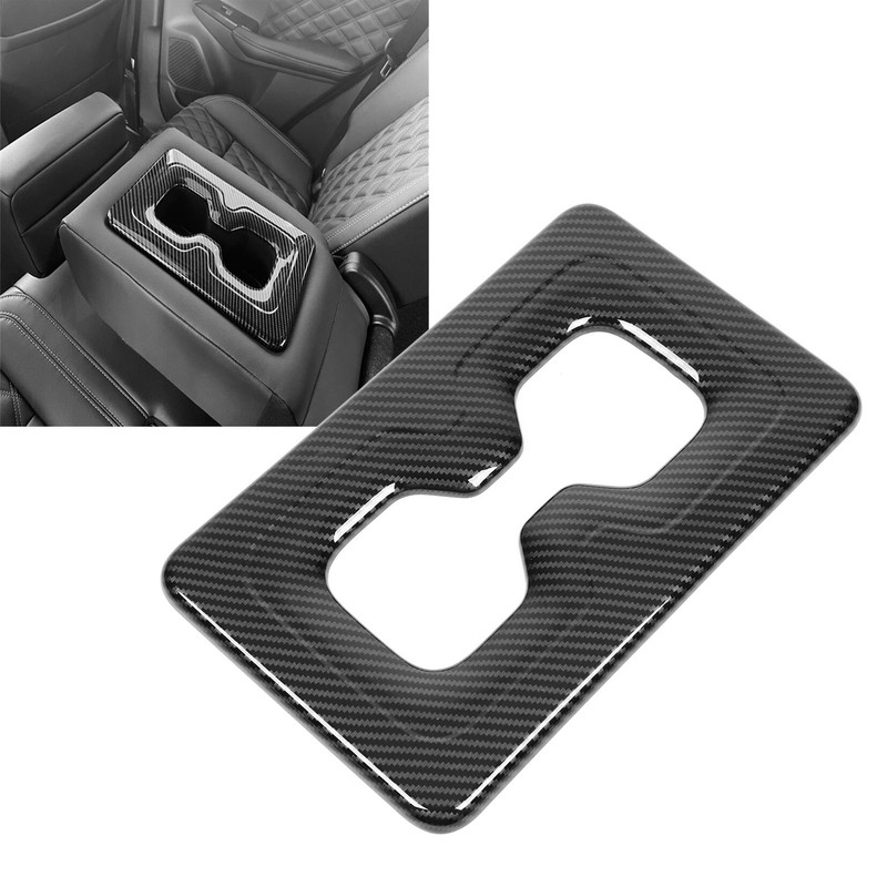 Rear Water Cup Holder Frame Cover Trim Carbon Fiber Look