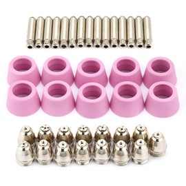 Steel Mill Plasma Cutter Accessories P60, 40pc/Set AG60 SG55 Plasma Cutter Cutting Torch Consumables Electrode Nozzles Cups Kit