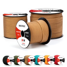 Brotree 3 mm Paracord 425 Rope, 100% Nylon Cords, Type II with 3 Strands for Survival, Outdoor, Bracelet, Dog Lead (30 m, 50 m, 100 m) - Breaking Load 192 kg (425 lbs)
