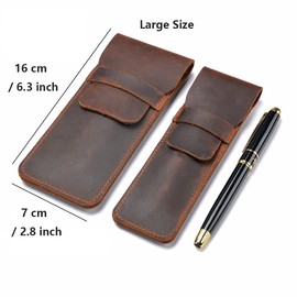 Aabellay Leather Pencil Case Pencil Case Pen Case Handmade Pen Holder Leather Case Pen Case for Fountain Pen Pen Case Ballpoint Pen Stylus Pen - Large Brown