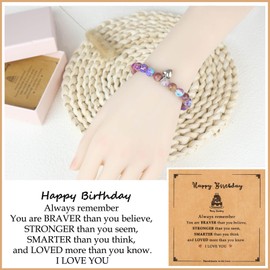 Akrehyull Birthday Gifts for Women, Natural Stone Bracelet as Happy 21st 25th 30th 35th 40th 45th 50th 60th 65th 70th 75th 80th Birthday Gifts for Women Her Mom Friend Grandma Friendship Funny Unique