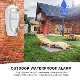 DAUERHAFT Outdoor Wired Ceiling Infrared Detector,Pet Immune Security Burglar Alarm System, Double-Beam Infrared Immune Security Burglar Alarm System,Home Alarm System Security,IP65 Waterproof