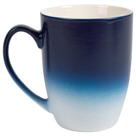 Elanze Designs Blue White Two Toned Ombre Matte 12 ounce Ceramic Stoneware Coffee Cup Mugs Set of 4