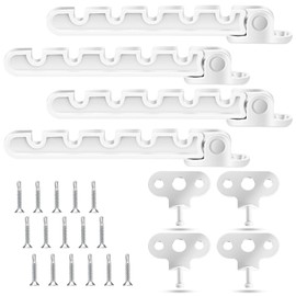 Set of 4 Window Locks with 16 Screws Tilt Window Tilt Regulator Casement Window Surge Protection Window Stopper for Adjusting the Window Opening for Cats Baby Children White